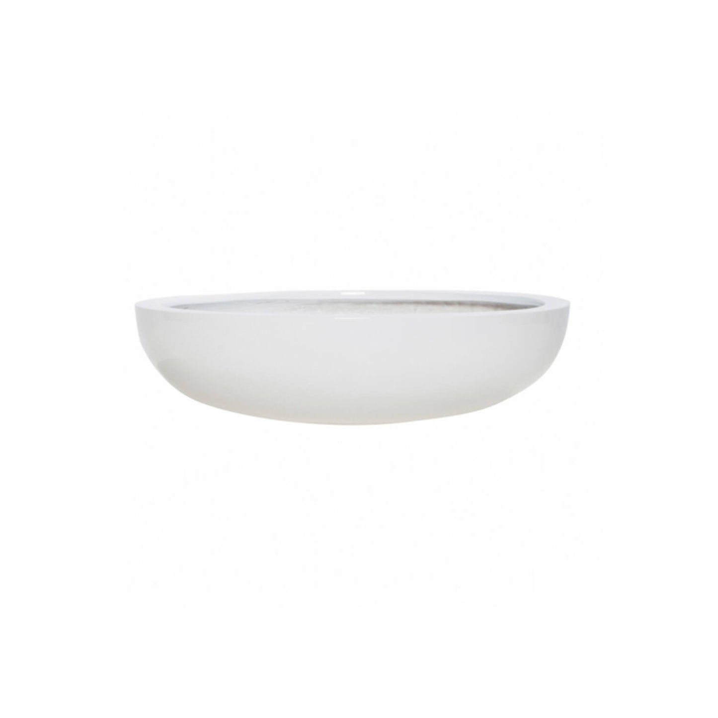 Round Planter Bowl 13.5" White Glossy Low Pot for Plants - Rustike Home