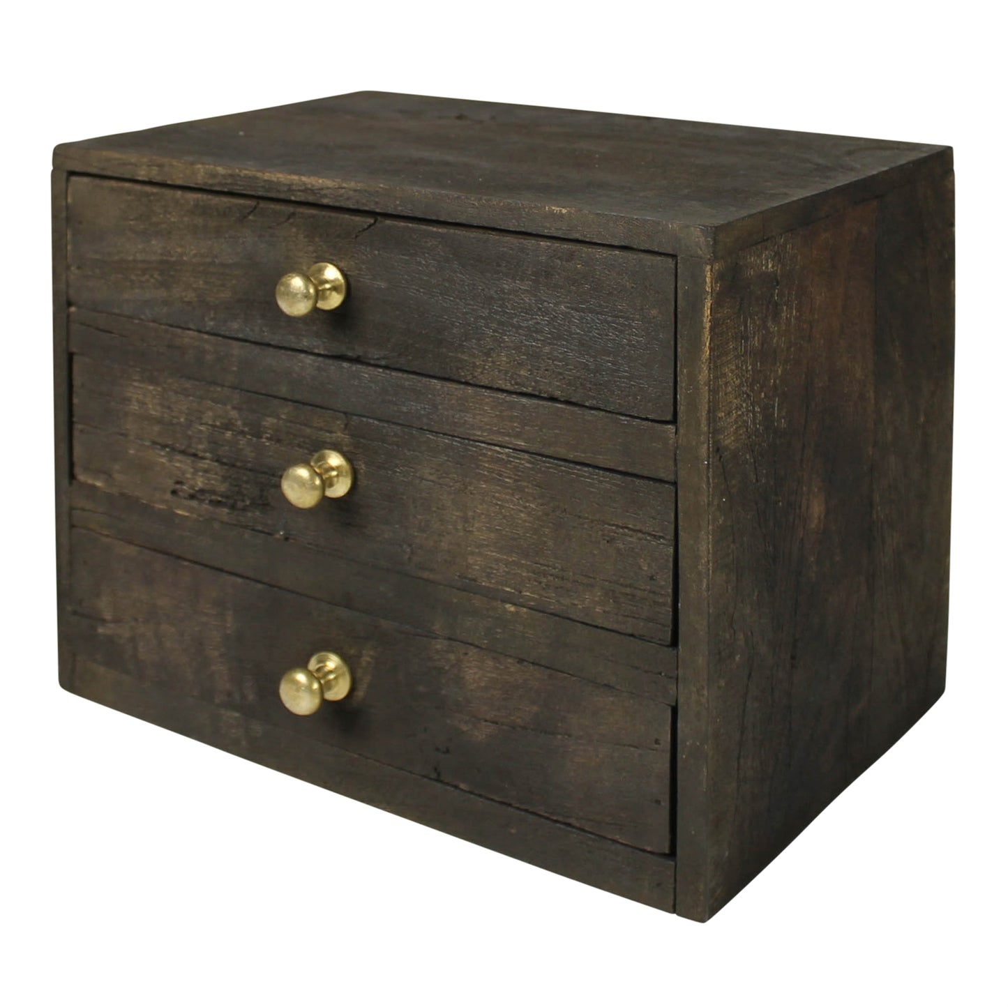 Dark Salvaged Wood 3- Drawer Storage Unit - Rustike Home