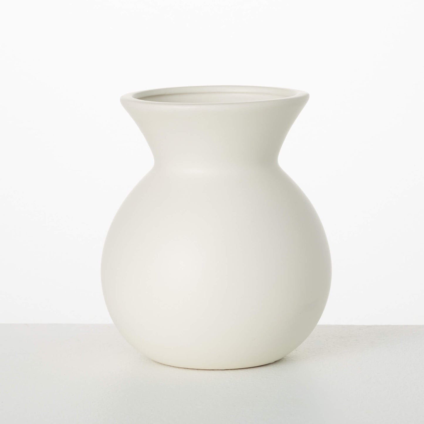 Round Matte Ivory "Jolla" Hourglass Vase - Rustike Home