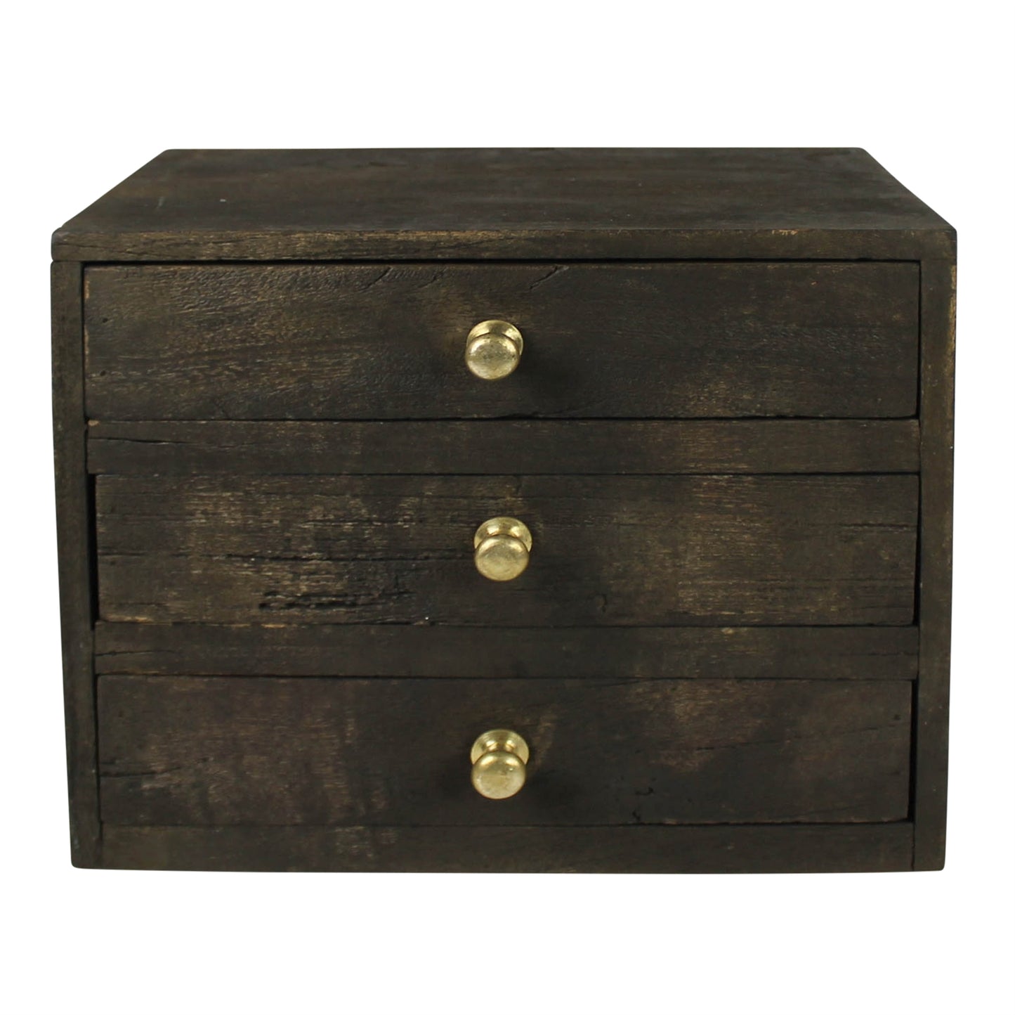 Dark Salvaged Wood 3- Drawer Storage Unit - Rustike Home