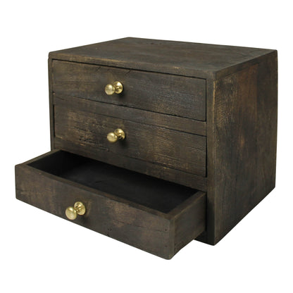 Dark Salvaged Wood 3- Drawer Storage Unit - Rustike Home