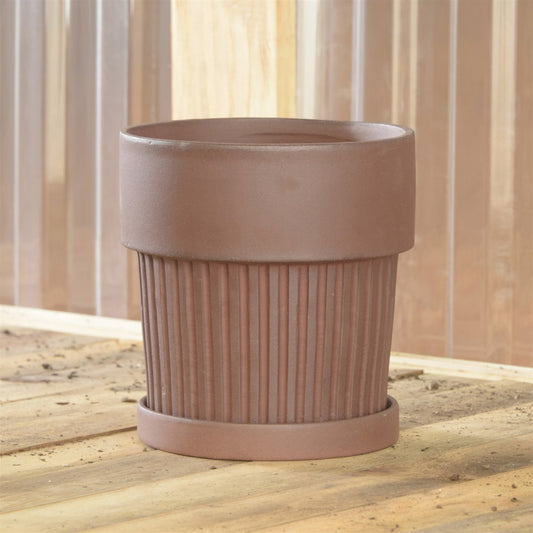 Dark Brown Terracotta "Basque" Planter Pot for Plants and Home Decor - Rustike Home