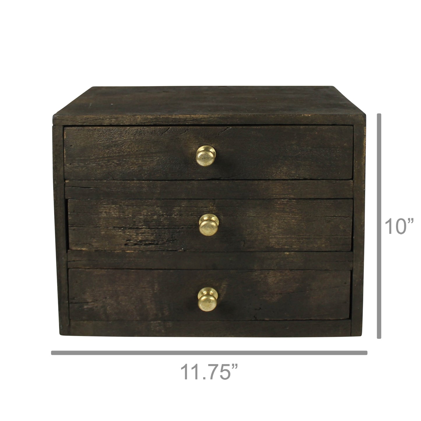 Dark Salvaged Wood 3- Drawer Storage Unit - Rustike Home