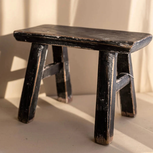 Small Vintage Rustic Decorative Black Wood Bench Furniture