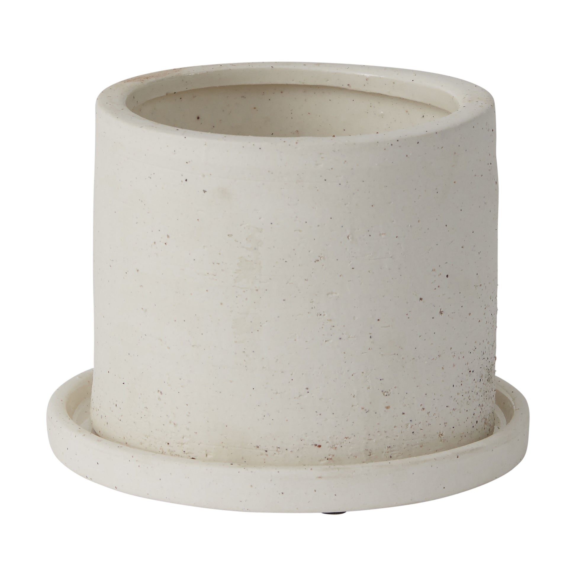 Round Rough "Tulum" White Black Planter Pot for Plants and Home Decor - Rustike Home