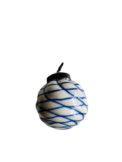 Blue and White Ceramic Balls Christmas Ornaments Set of 12 - Rustike Home