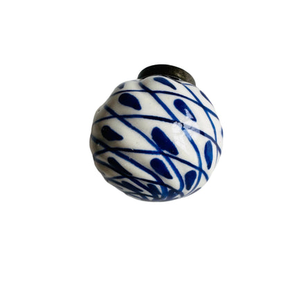 Blue and White Ceramic Balls Christmas Ornaments Set of 12 - Rustike Home