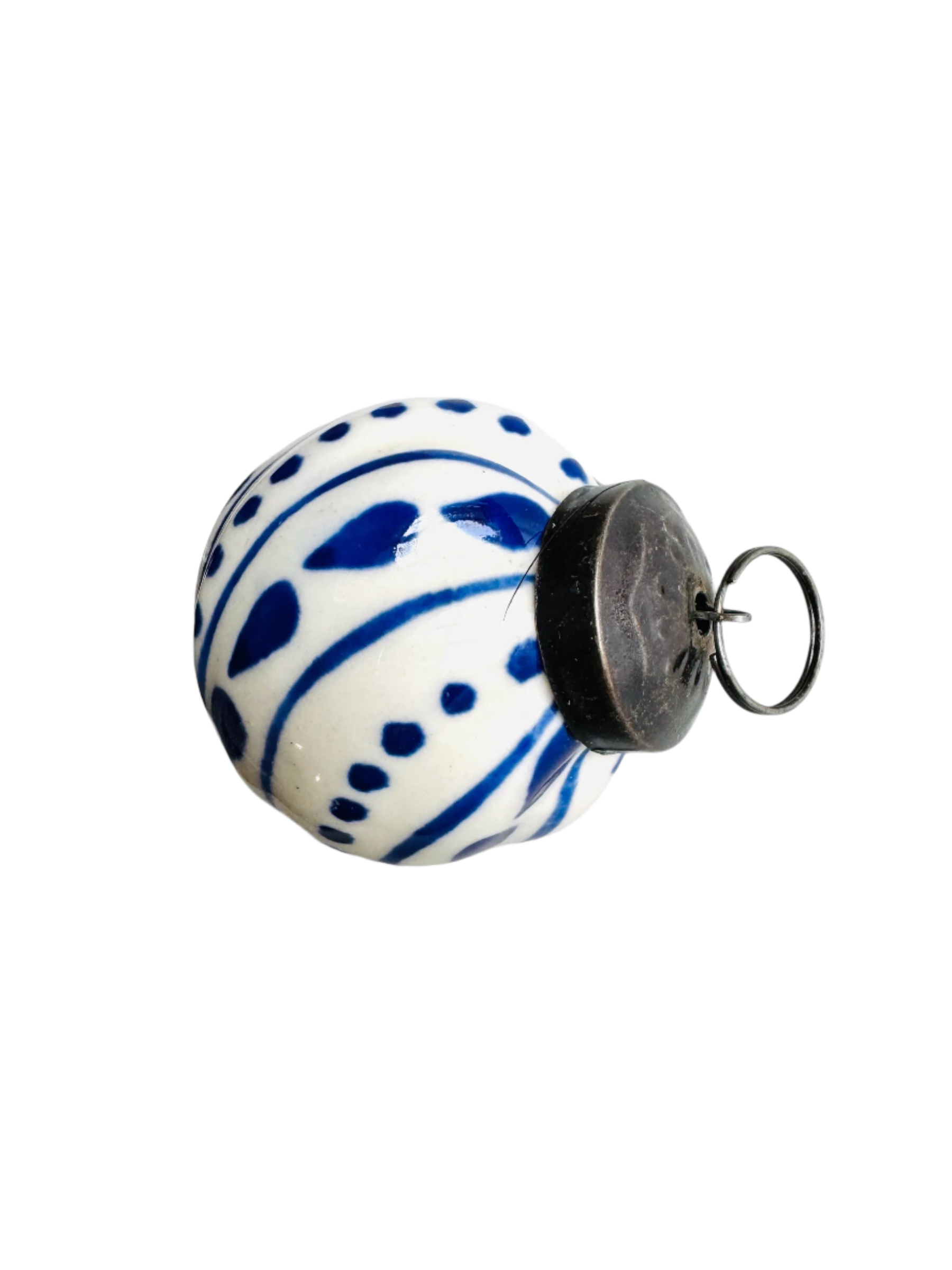 Blue and White Ceramic Balls Christmas Ornaments Set of 12 - Rustike Home