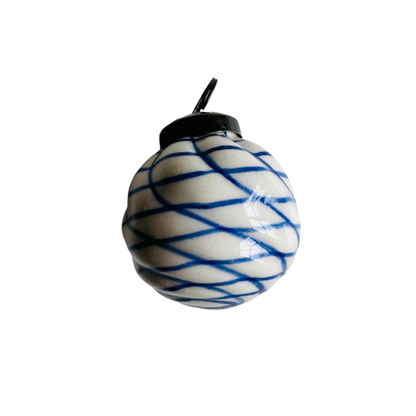 Blue and White Ceramic Balls Christmas Ornaments Set of 12 - Rustike Home