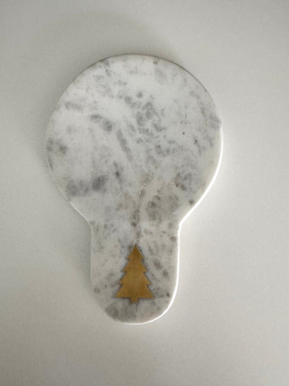 Kitchen Marble Spoon Rest w/Brass Tree| Natural Stone