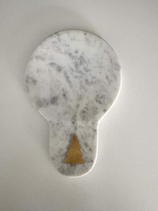 Kitchen Marble Spoon Rest w/Brass Tree| Natural Stone