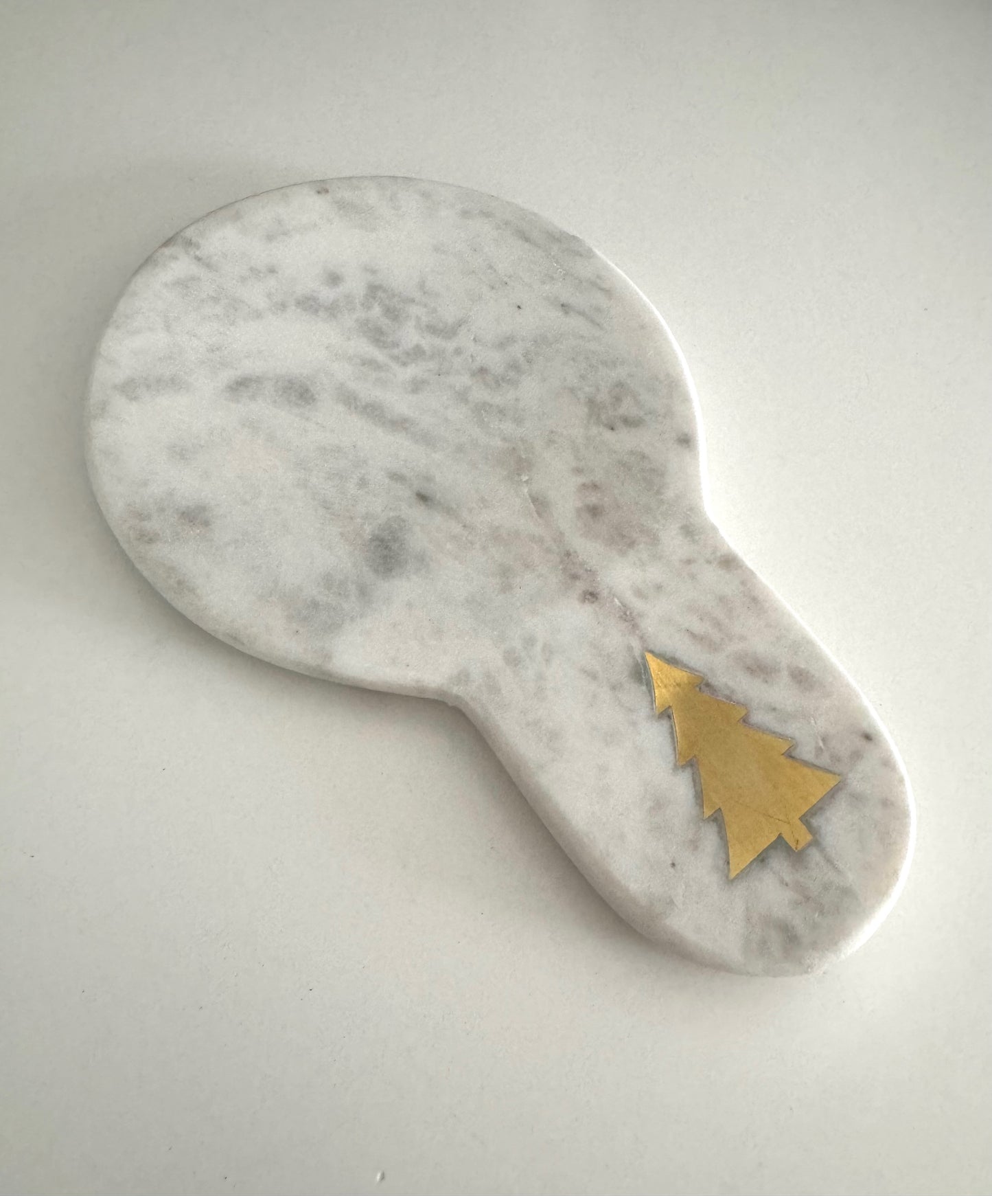 Kitchen Marble Spoon Rest w/Brass Tree| Natural Stone