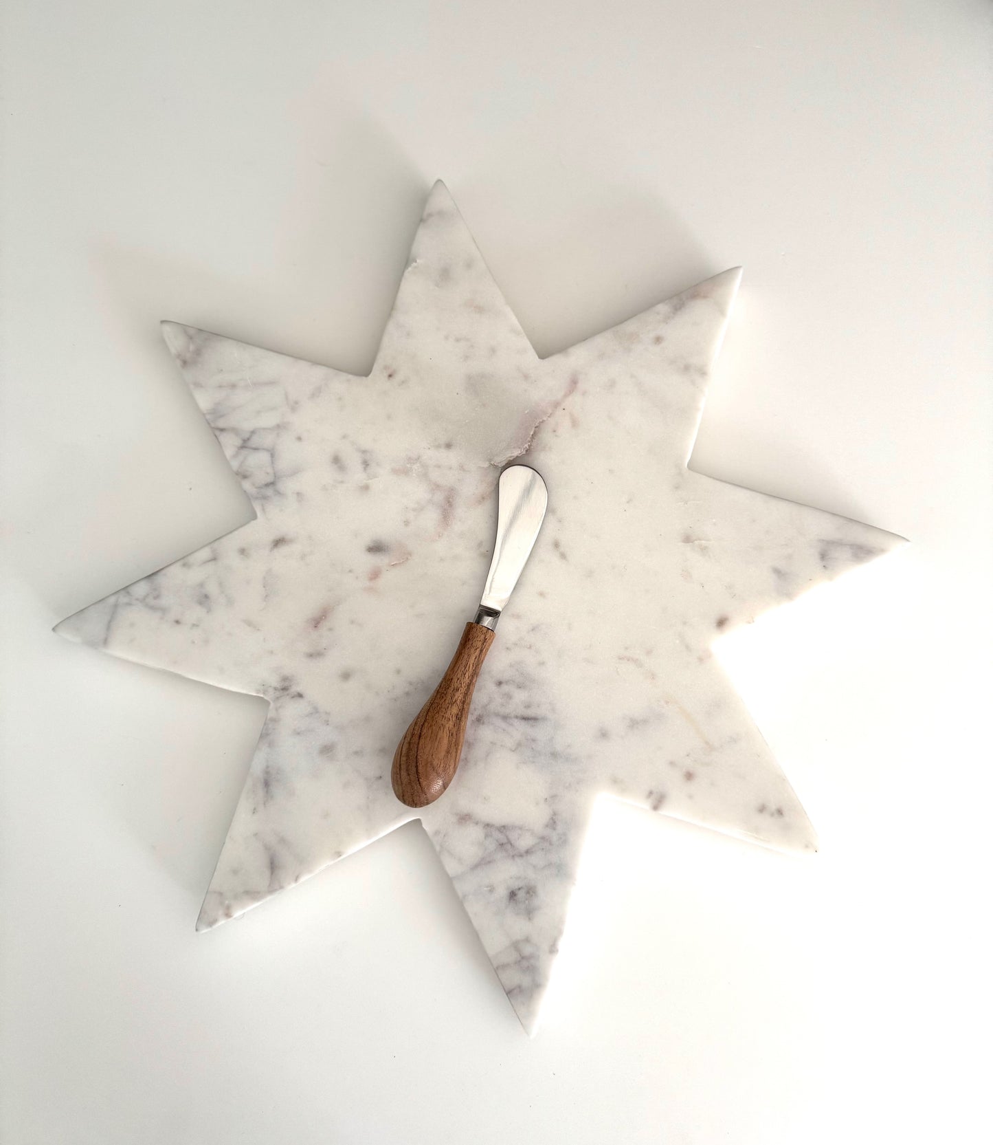 Star White, Gray & Rose Marble Cheese Tray Hand Cut Natural Stone Tray