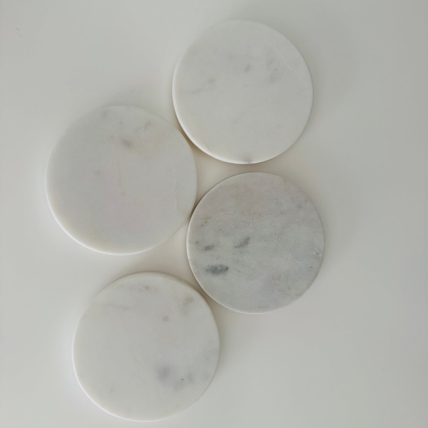 Off-White Tones Marble Round Coasters, Set of 4