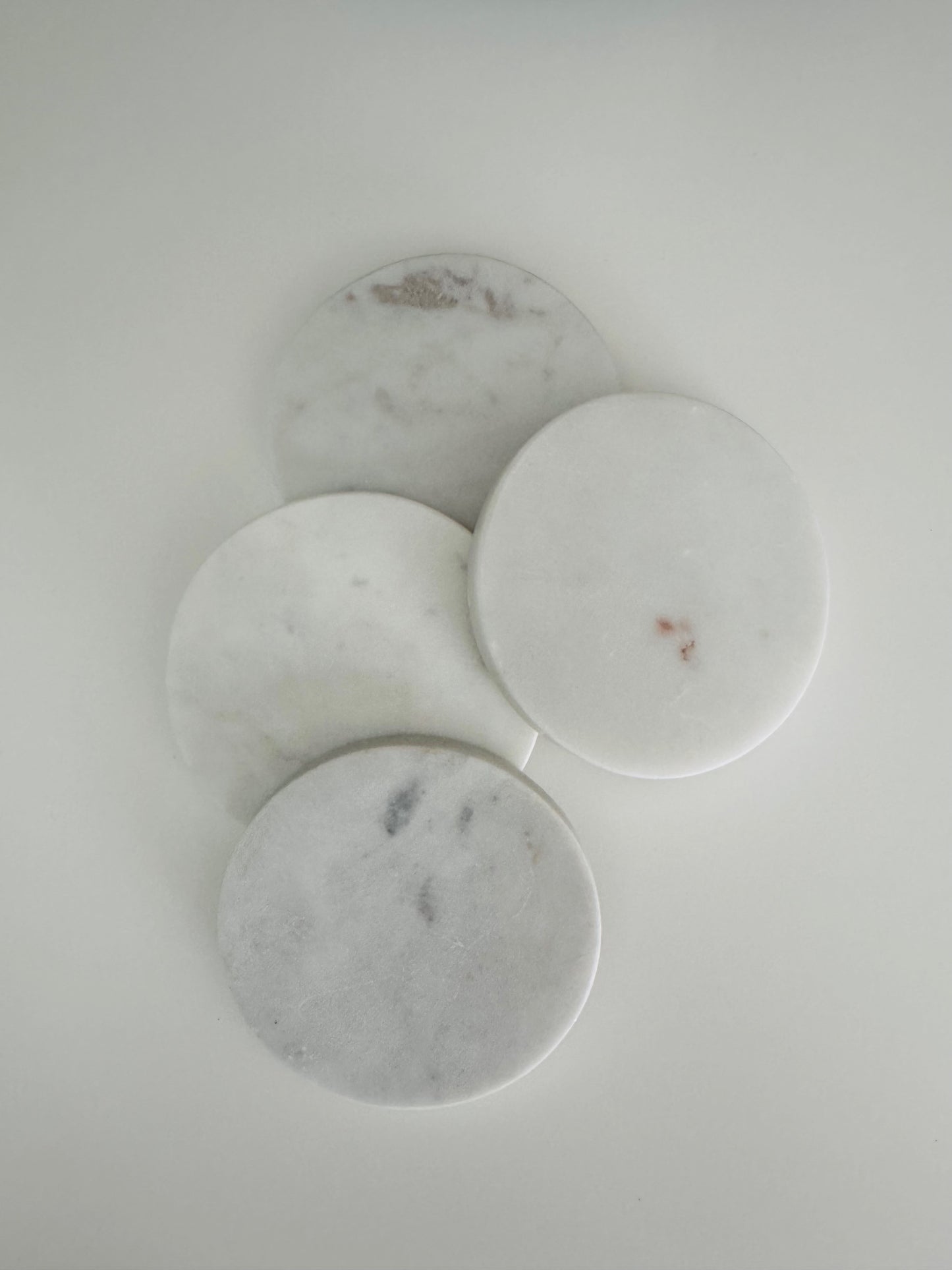 Off-White Tones Marble Round Coasters, Set of 4