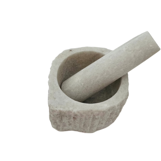 Handcrafted Gray Marble Mortar & Pestle