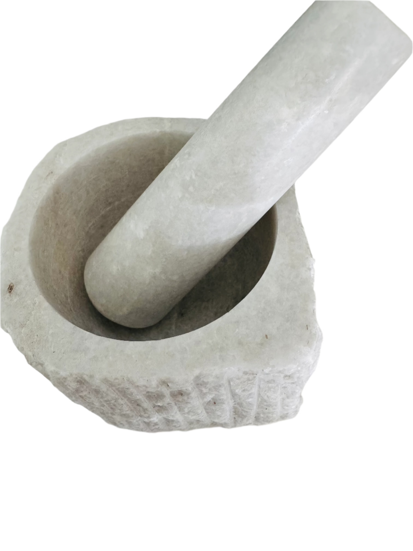 Handcrafted Gray Marble Mortar & Pestle