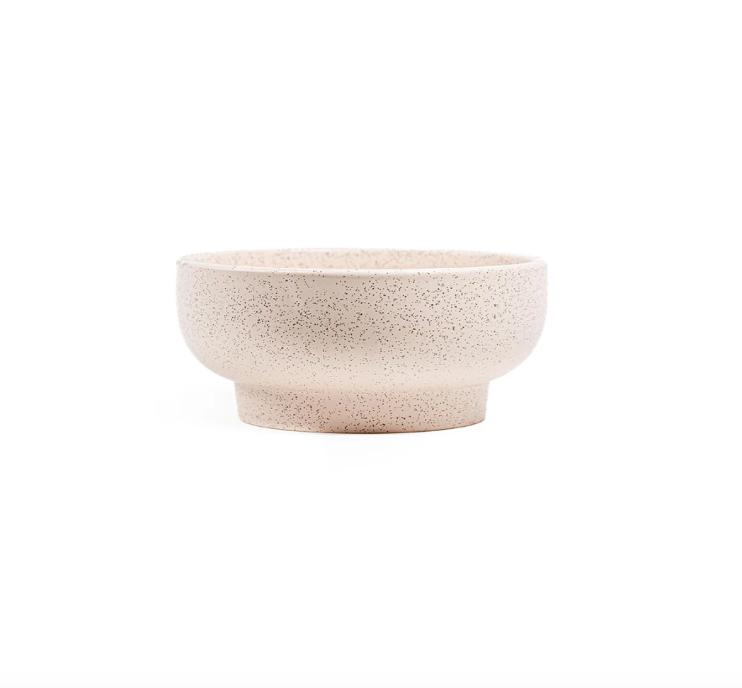 Round Porcelain "Mandi" White Sesame Pedestal Bowl Planter Pot for Plants and Home Decor - Rustike Home