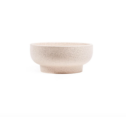 Round Porcelain "Mandi" White Sesame Pedestal Bowl Planter Pot for Plants and Home Decor - Rustike Home