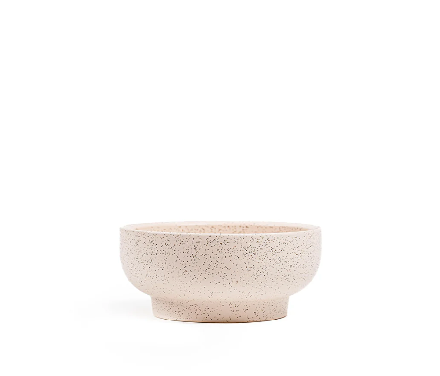 Round Porcelain "Mandi" White Sesame Pedestal Bowl Planter Pot for Plants and Home Decor - Rustike Home