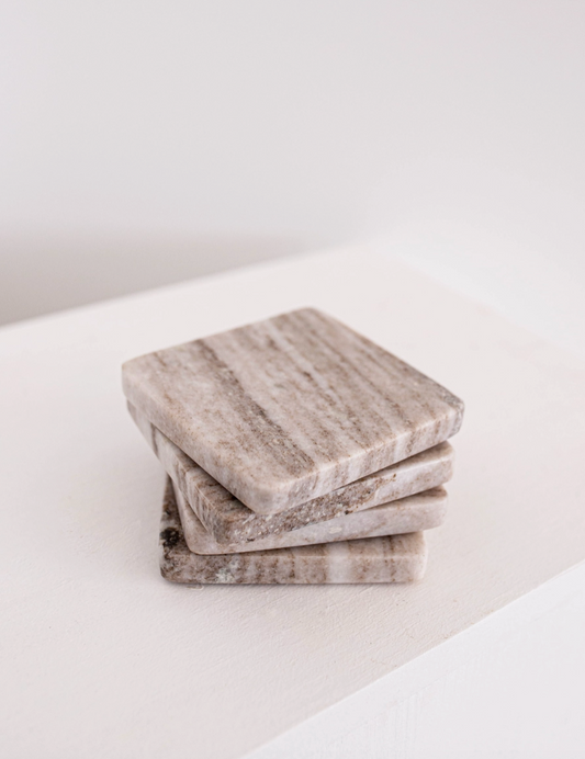 Natural Marble 4” Coasters (Set of 4)