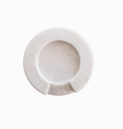 Turned White Marble Round Spoon Rest