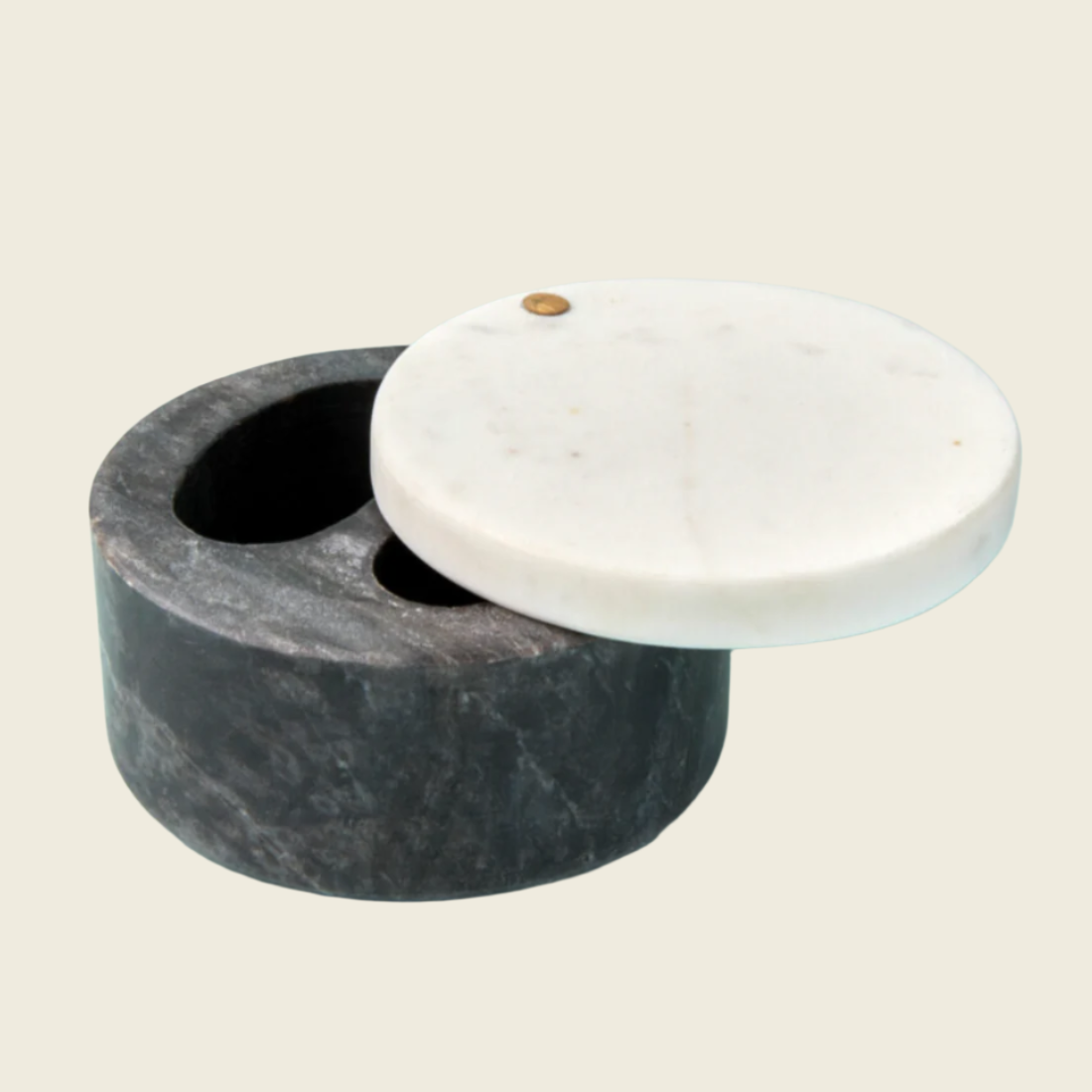 White & Gray Marble Cellar with Lid