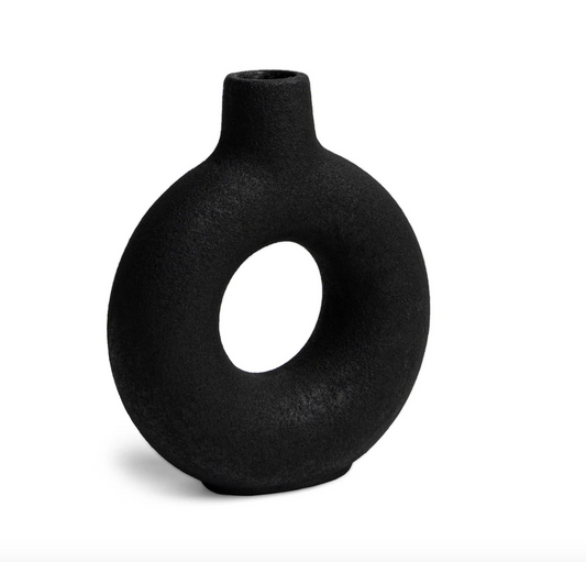 Modern Ring Vase Black Medium Vase for Home Decor