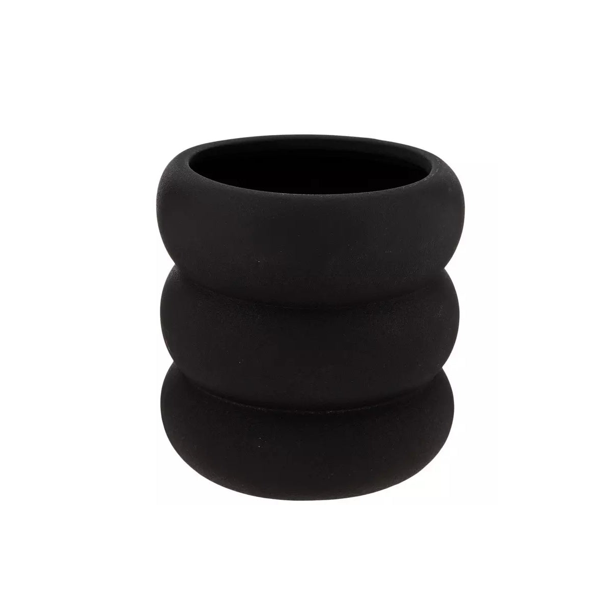 Black Round Fluted "Miles" Rough Vase for Home Decor - Rustike Home