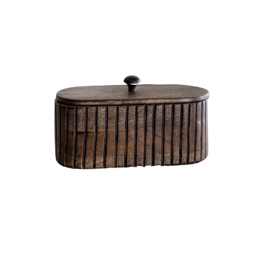 Fluted Decorative Wood Storage Box - Rustike Home