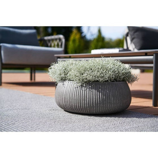 Round Rough Ribbed 20.87" Grey Fluted Planter Pot for Plants and Home Decor | Style 116 - Rustike Home