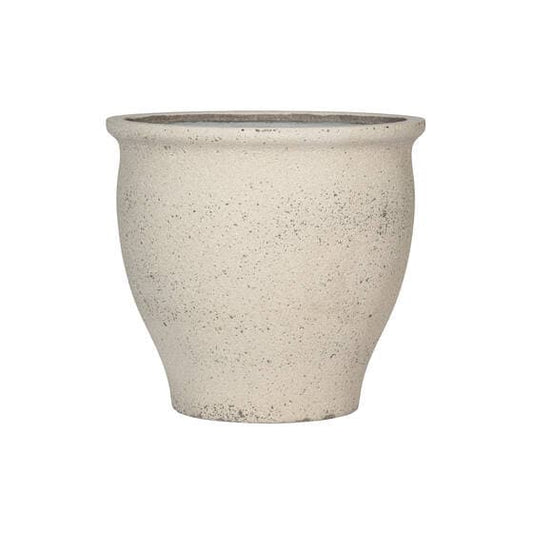 Round Rough Chalk White "California" Vintage Planter Pot for Plants and Home Decor | Style 127 - Rustike Home