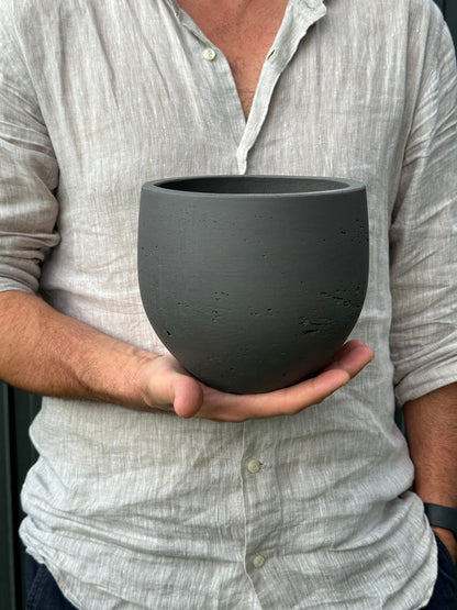 Round Orb Black Rough Planter 5.91" H Pot for Plants and Home Decor | Style 121 - Rustike Home