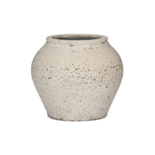 Round Rough Chalk White "California" Vintage Planter Pot for Plants and Home Decor | Style 129 - Rustike Home