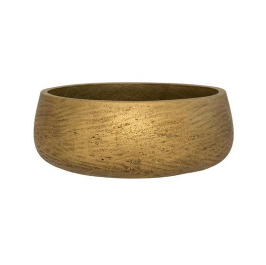 Round 9.45" D Rough Metallic Gold Bowl Planter Pot for Plants and Home Decor | Style 138 - Rustike Home