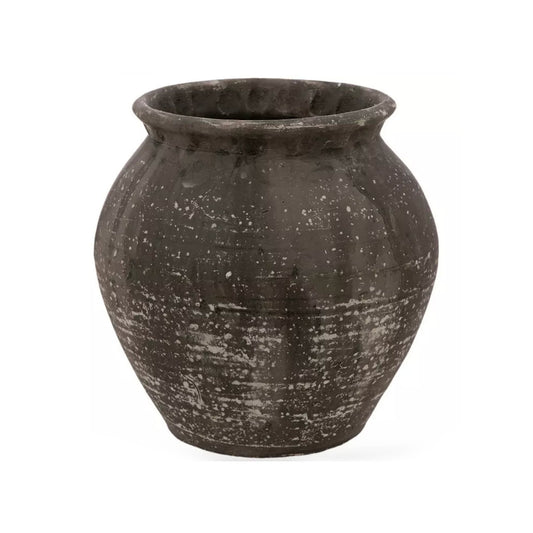 Gray & White Terracotta "Agnes" Vintage Vase Pot for Plants and Home Decor | Style 142 - Rustike Home