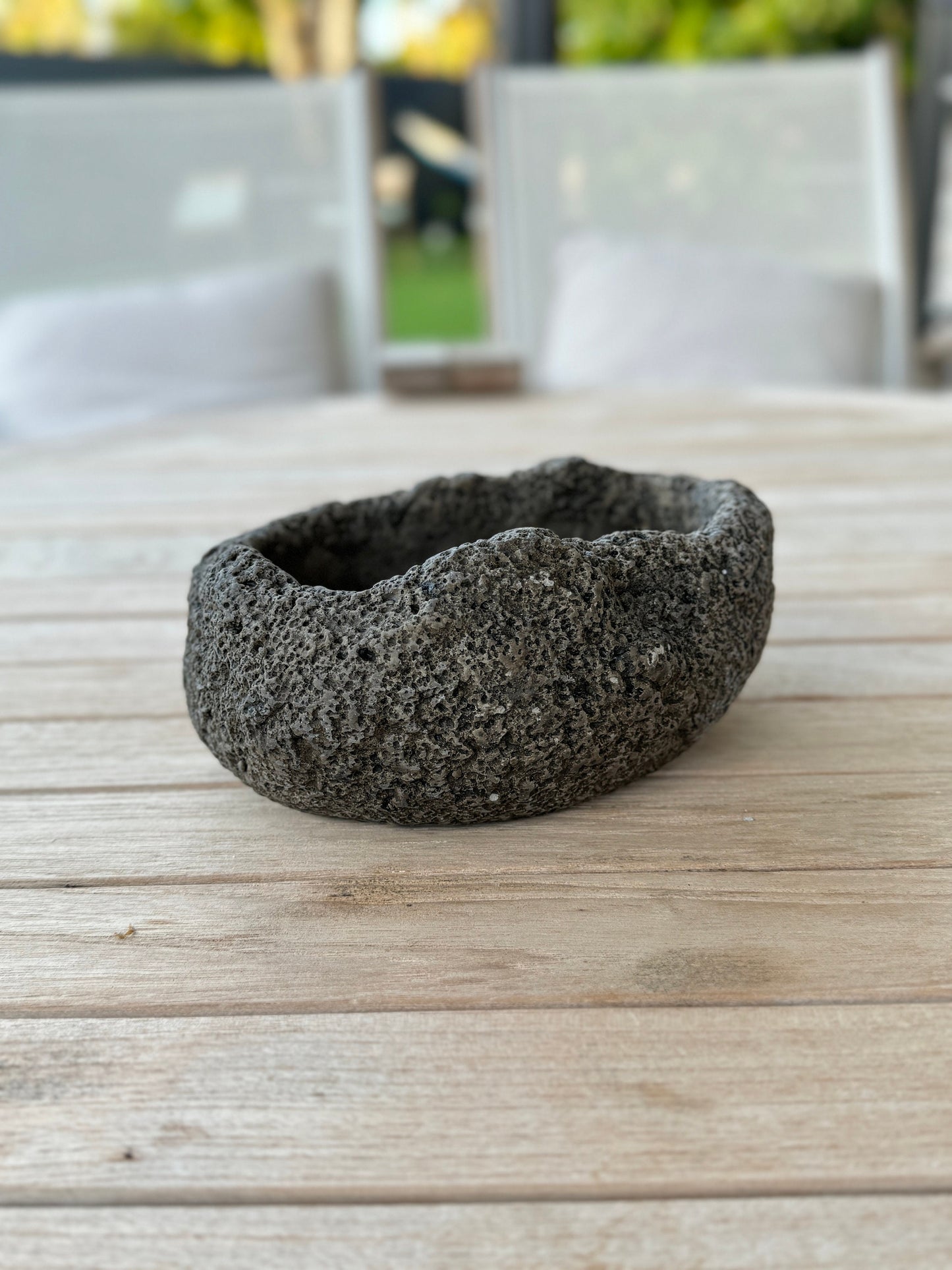 Rough Black Lava "Maui" Bowl Vase Pot for Home Decor | Style 147 - Rustike Home