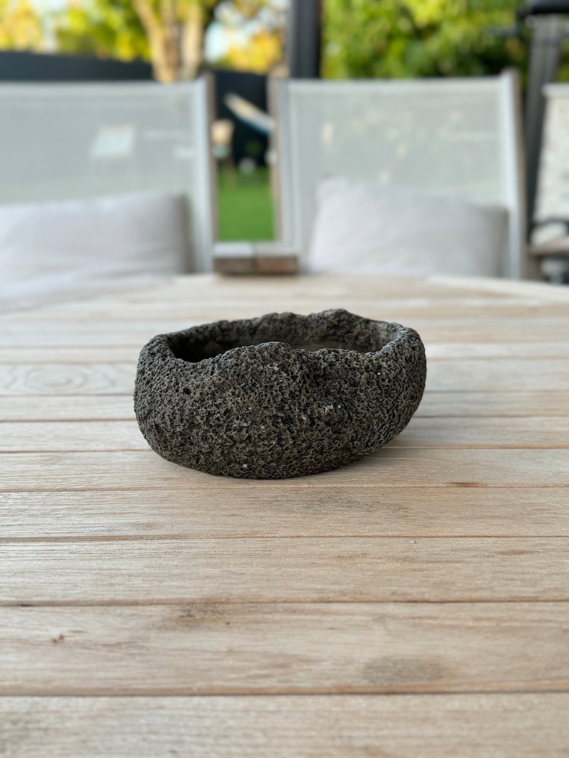 Rough Black Lava "Maui" Bowl Vase Pot for Home Decor | Style 147 - Rustike Home