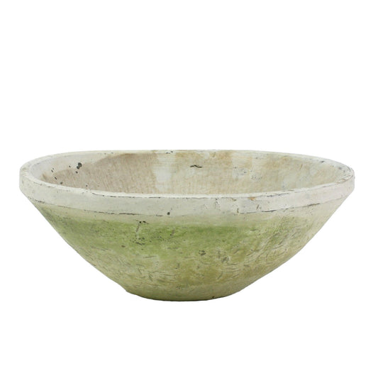 Round Rough Whitestone "Malaga" Distressed Vintage Bowl Pot for Home Decor - Rustike Home