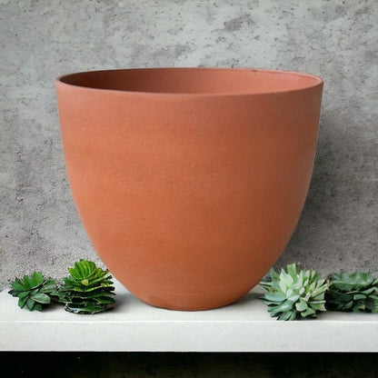 Round Rough Dark Terracotta 8.27" Height Planter Pot for Plants and Home Decor | Style 114 - Rustike Home