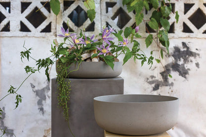 Round 14" H Modern Gray High Bowl Planter Pot for Plants and Home Decor | Style 146-2 - Rustike Home