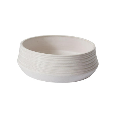 Round White Planter Bowl 13" White Ribbed Low Pot for Plants and Home Decor | Style 148 - Rustike Home