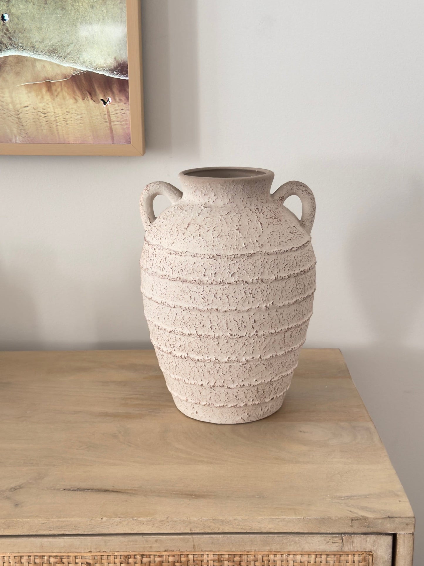 Round Rough Vase Terracotta "Alana" Double Handle Flower Vase Pot for Home Decor | Style 150. - Rustike Home