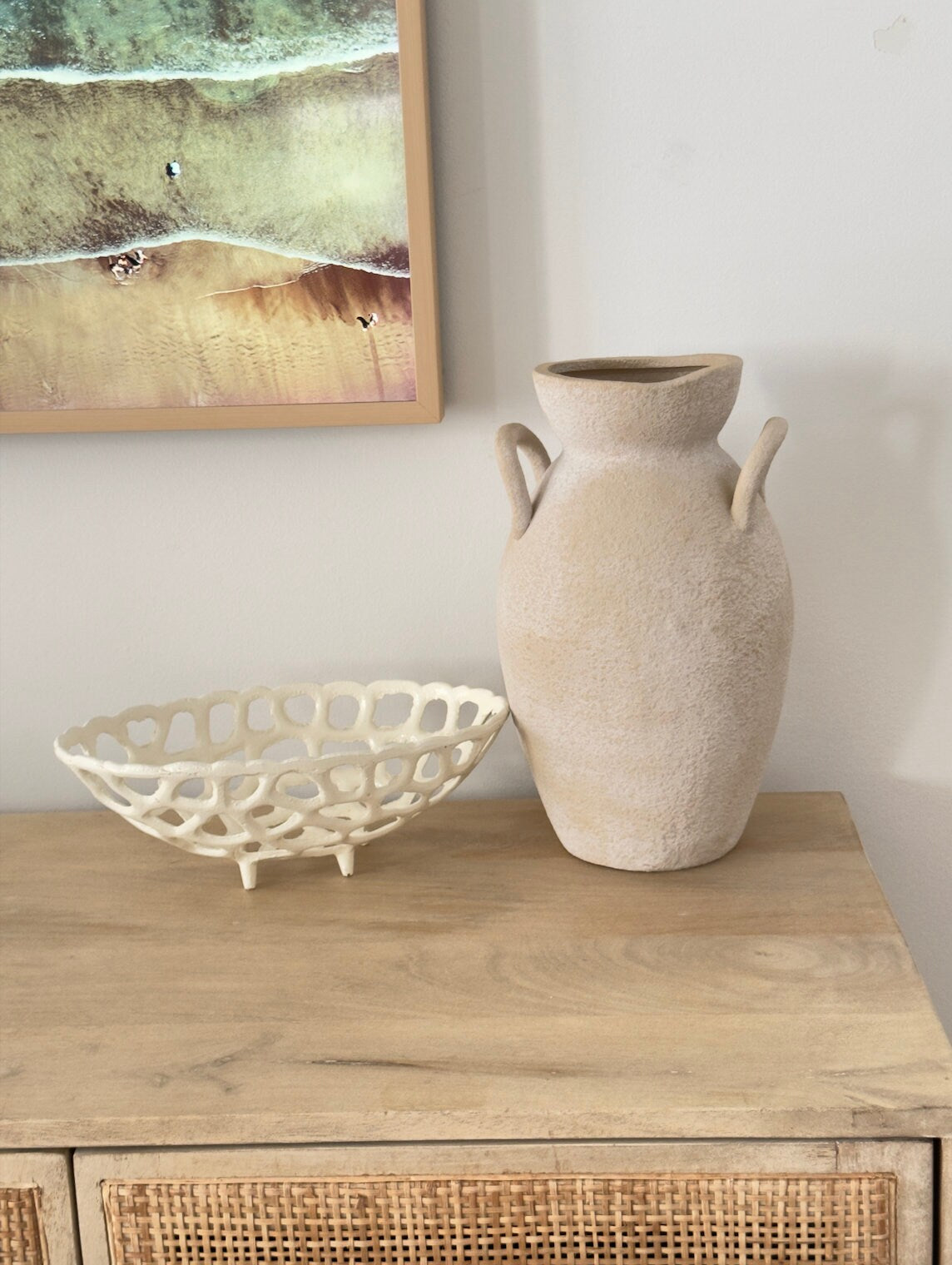 Round Rough Natural Terracotta Vase "Sunlight" Double Handle Flower Vase Pot for Home Decor | Style 151 - Rustike Home