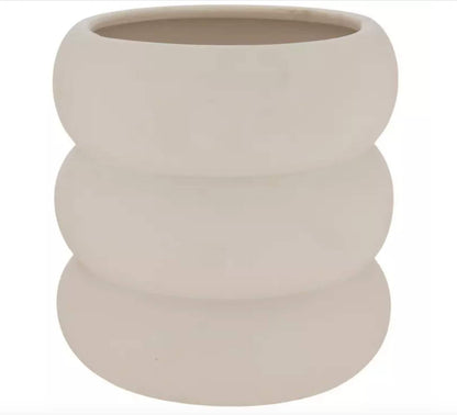 White Round Fluted White "Miles" Rough Vase Pot for Plants and Home Decor - Rustike Home