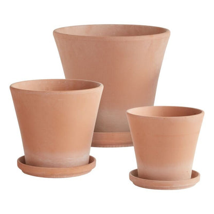 Round Terracotta "Palma" Planter Pot with Saucer for Plants and Home Decor - Rustike Home