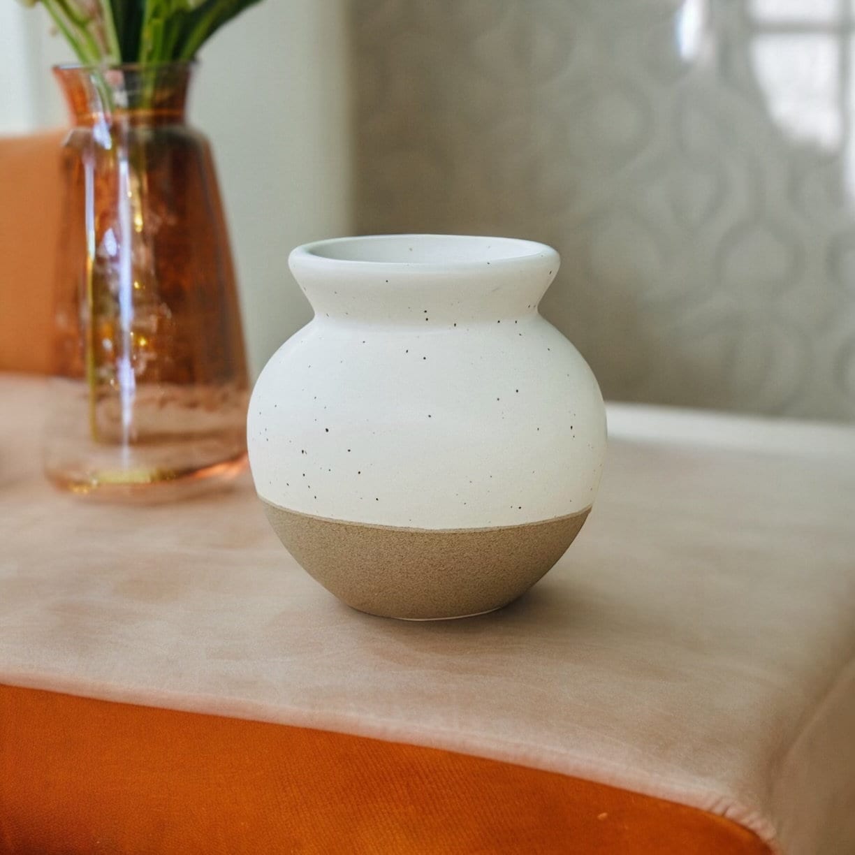 Speckled Two-Tone Vase Pot for Home Decor - Rustike Home