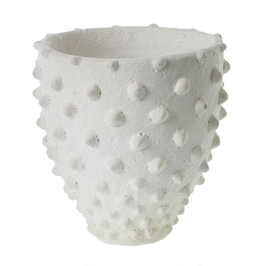 Round Ceramic "Dots" White Vas Pot for Plants and Home Decor - Rustike Home