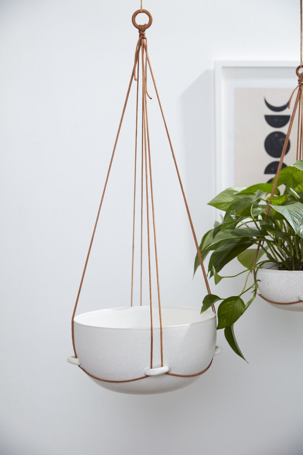 Round Hanging Planter "Monterey" Pot with Rope for Plants and Home Decor - Rustike Home