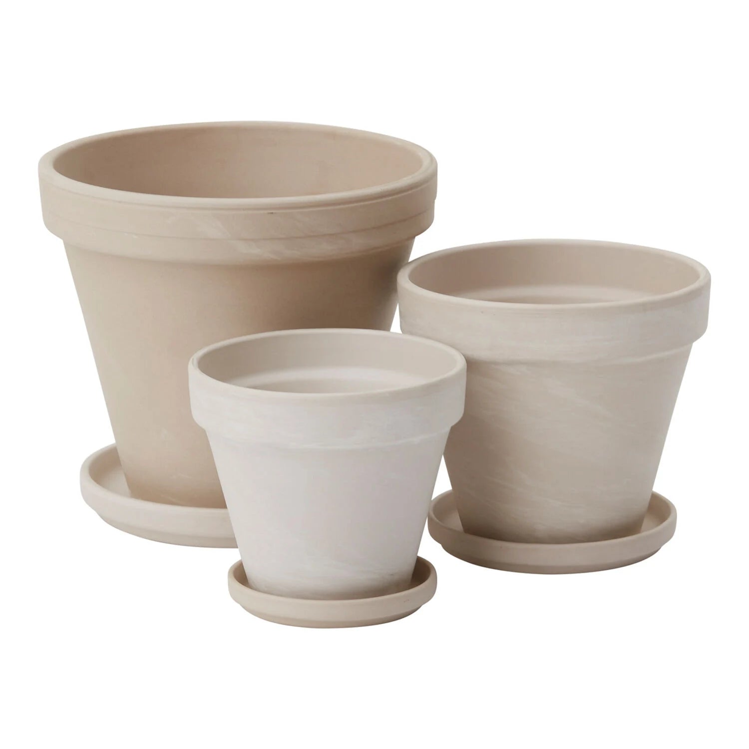 Round Whitewash "Mallorca" Planter Pot with Saucer for Plants and Home Decor - Rustike Home